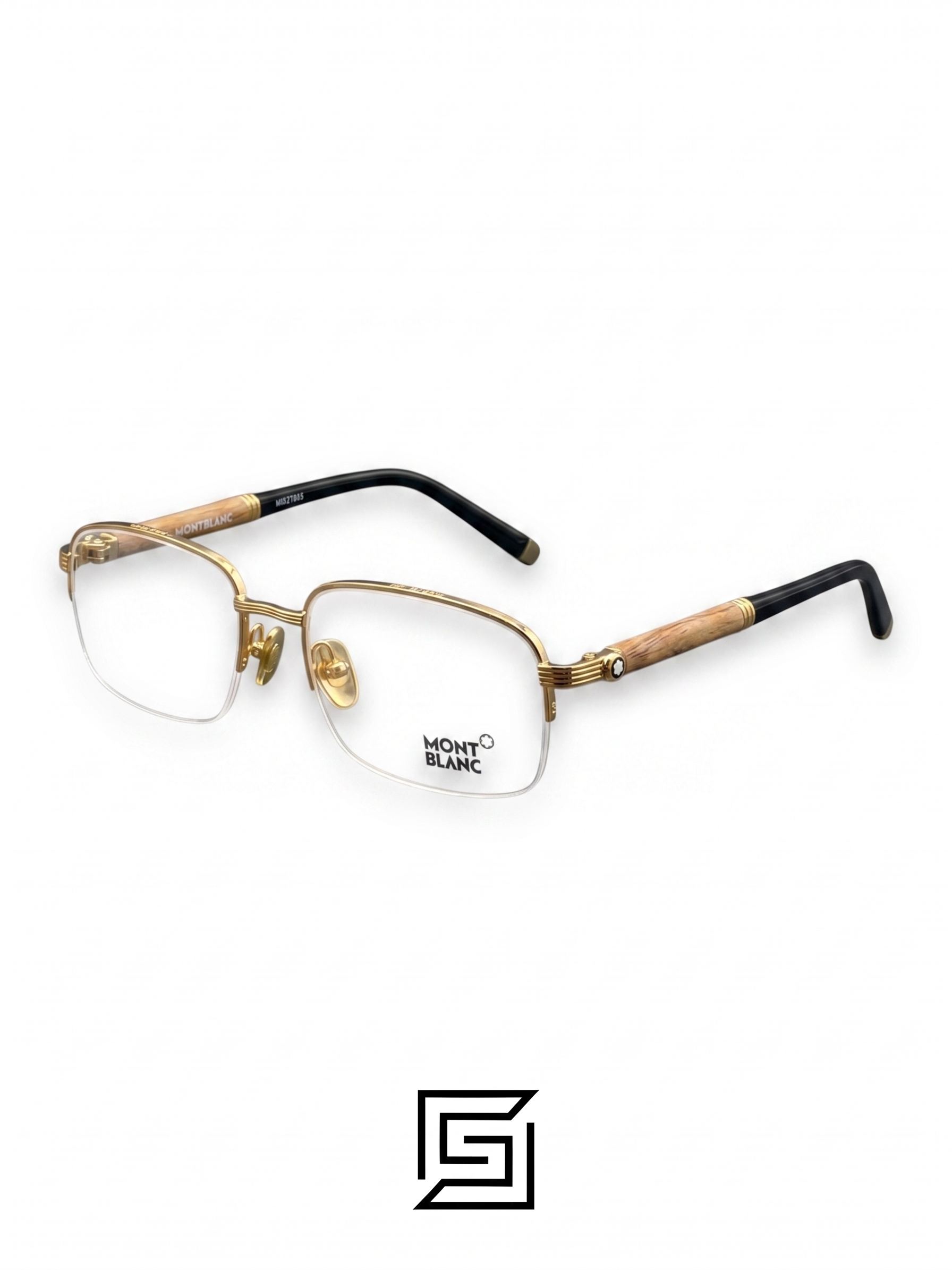 ⁦MontBlanc eyeglasses NEW MONT BLANC MB 447 028 GOLD WOOD⁩ - الصورة ⁦1⁩