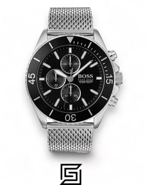 For men,Watches,For men,Original Watches Hugo Boss original-watches Boss Ocean Edition Black Dial Silver Mesh Bracelet Watch For Men - 1513701 Hugo Boss