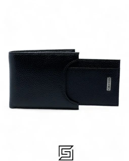 Leather,Wallets,For men leather CK SINGLE WALLET CREDIT ON FRONT/BLACK Ck