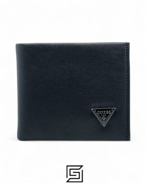 Leather,Wallets,For men leather GUESS SINGLE WALLET TRIANGLE GUESS LOGO/BLACK Guess