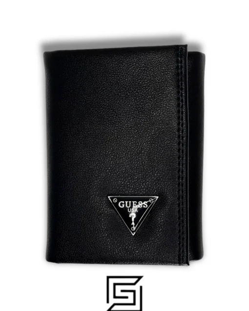 Leather,Wallets,For men wallets GUESS SINGLE WALLET TRIFOLD WITH GUESS LOGO/BLACK Guess