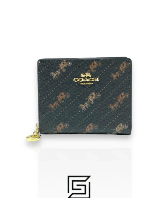 Leather,Wallets,For women Coach wallets Snap Wallet With Horse And Carriage Dot Print Brown C4104 Coach