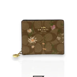 Leather,Wallets,Women Coach wallets Snap Wallet In Signature Canvas With Wildflower Print C8734 Coach