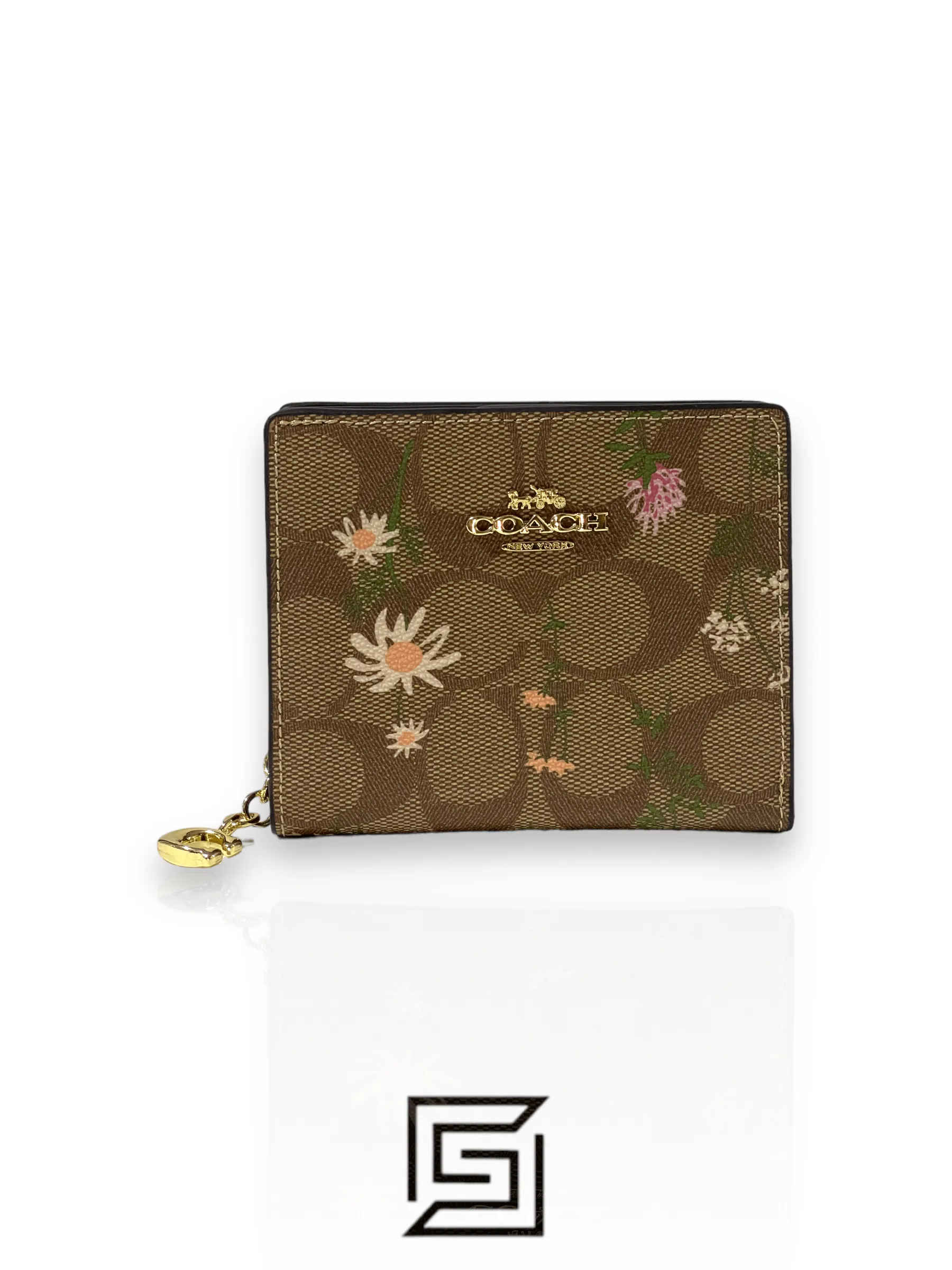 Leather,Wallets,Women Coach wallets Snap Wallet In Signature Canvas With Wildflower Print C8734 Coach