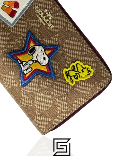 Leather,Wallets,For women wallets Coach X Peanuts Long Zip Around Wallet In Signature Canvas With Varsity Patches C4598 Coach