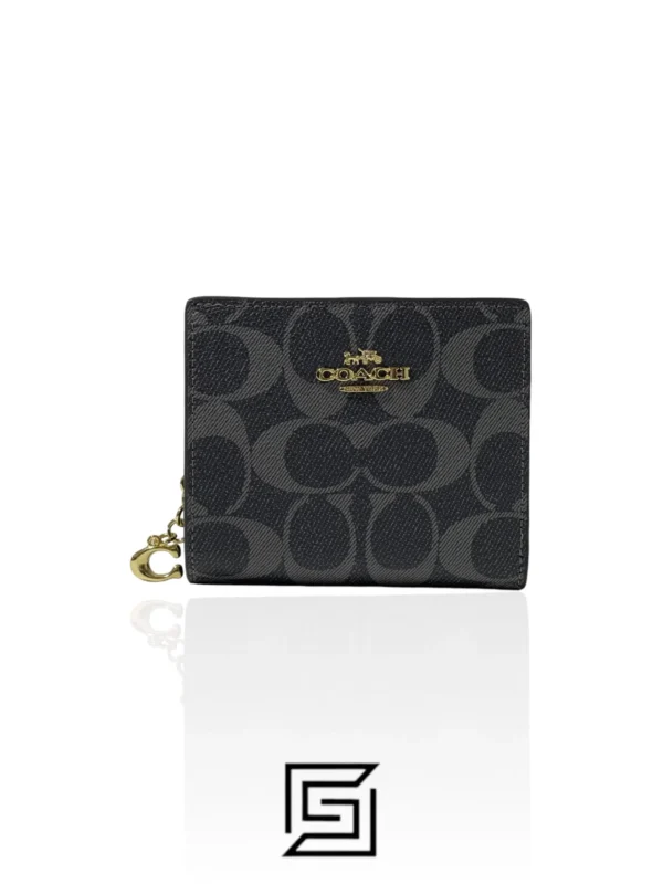 Leather,Wallets,Women Coach wallets Snap Wallet In Signature Canvas GREY C3309 Coach