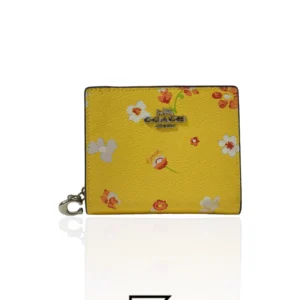 Leather,Wallets,Women Coach wallets Snap Wallet With Mystical Floral Print Yellow Style No. C8703 Coach