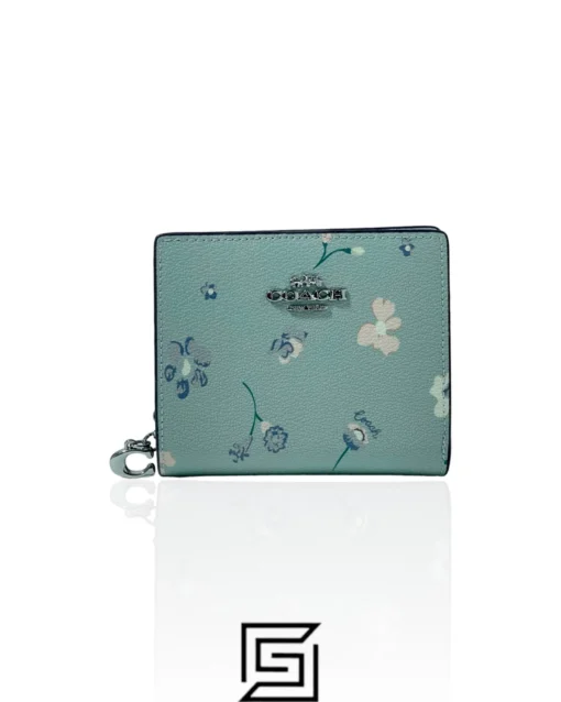 Leather,Wallets,For women Coach wallets Snap Wallet With Mystical Floral Print Sky Blue Style No. C8703 Coach