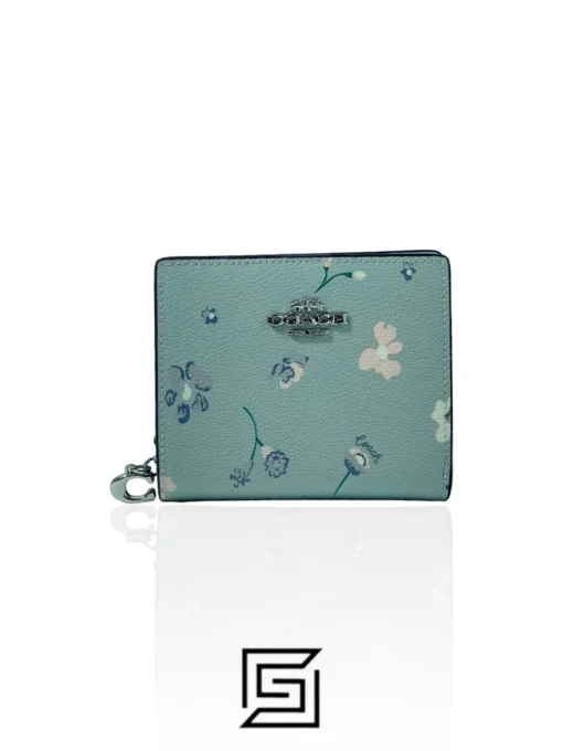 Leather,Wallets,For women Coach wallets Snap Wallet With Mystical Floral Print Sky Blue Style No. C8703 Coach