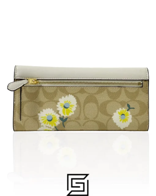 Leather,Wallets,For women Coach wallets Slim Envelope Wallet In Signature Canvas With Daisy Print C3721 Coach