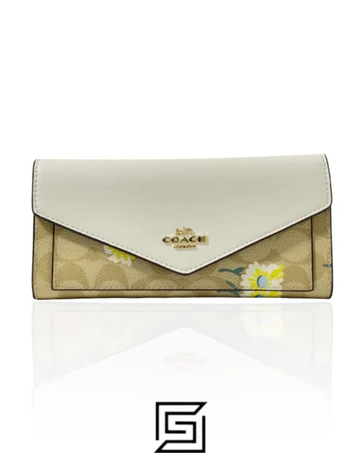 Leather,Wallets,For women Coach wallets Slim Envelope Wallet In Signature Canvas With Daisy Print C3721 Coach