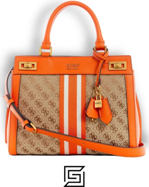 Bags,Leather leather GUESS Katey Luxury Satchel JB787026 Orange Guess