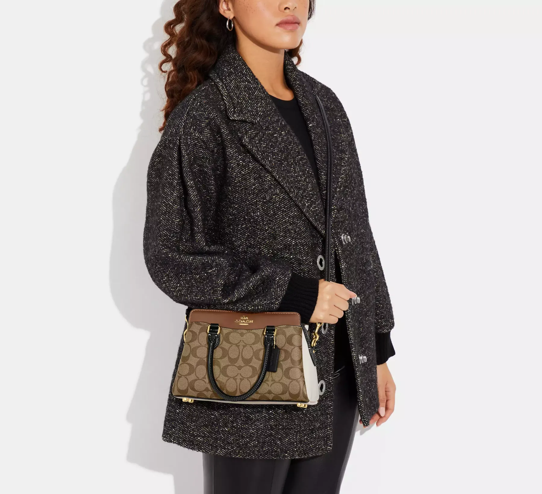 Bags,Leather,Women Coach leather Mini Darcie Carryall In Colorblock Signature Canvas CH287 Coach