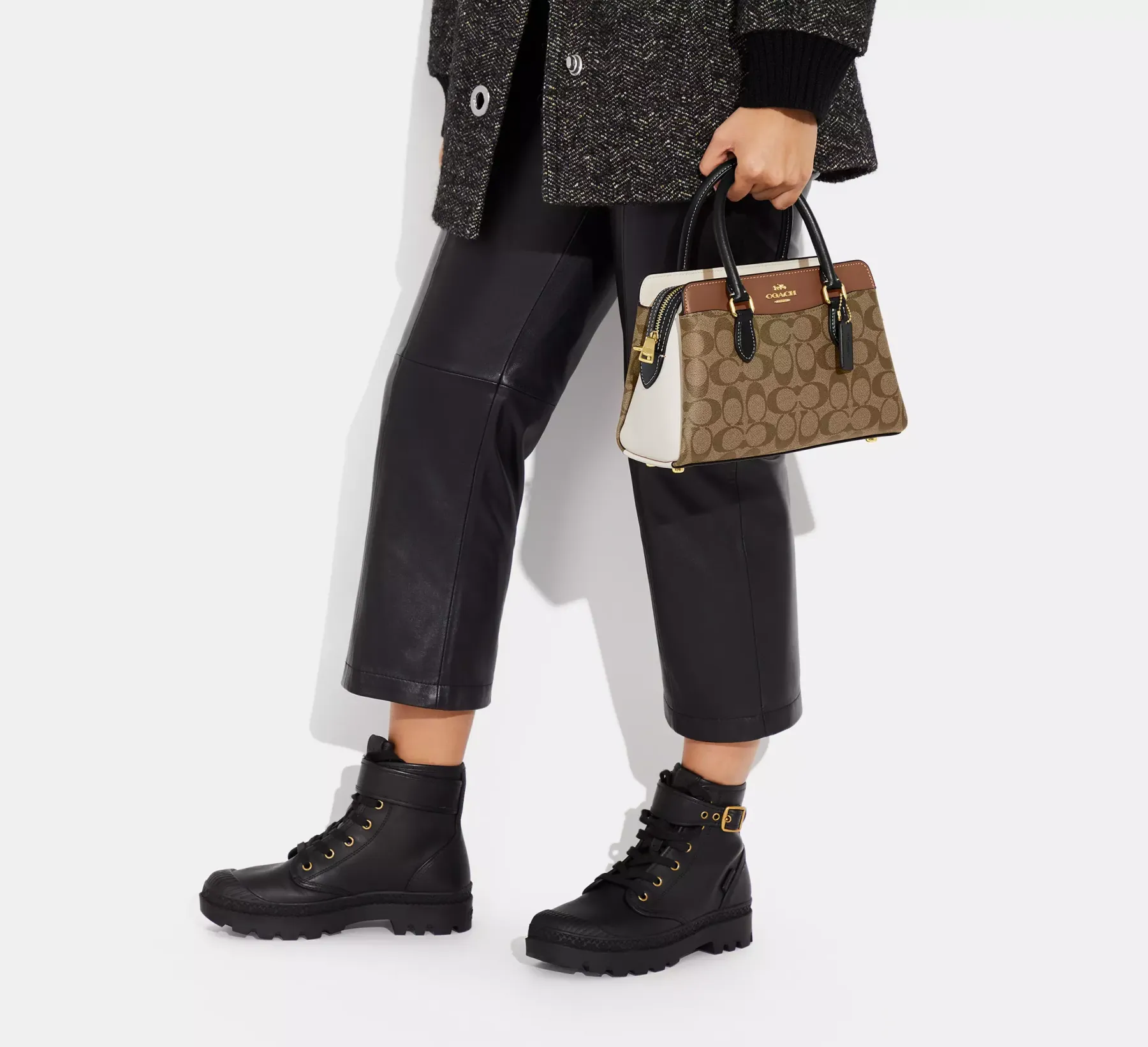 Bags,Leather,Women Coach leather Mini Darcie Carryall In Colorblock Signature Canvas CH287 Coach