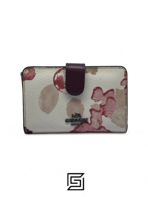 Leather,Wallets,For women wallets MEDIUM CORNER ZIP WALLET WITH HALFTONE FLORAL PRINT (COACH F39127) Coach