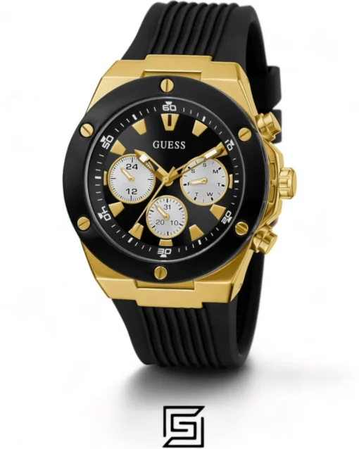 For men,Watches,For men,Original Watches watches GUESS Mens Black Gold Tone Multi-function Watch GW0057G1 Guess