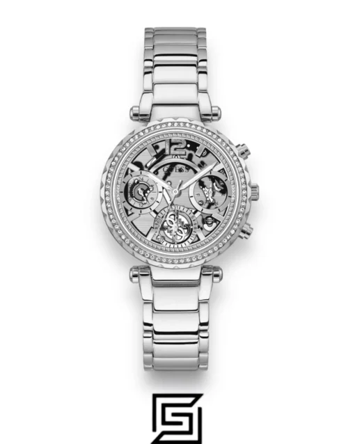 Original Watches,Women watches Women's Guess Stainless Steel Skeleton Dial Crystallized Glitz Watch GW0403L1 Guess