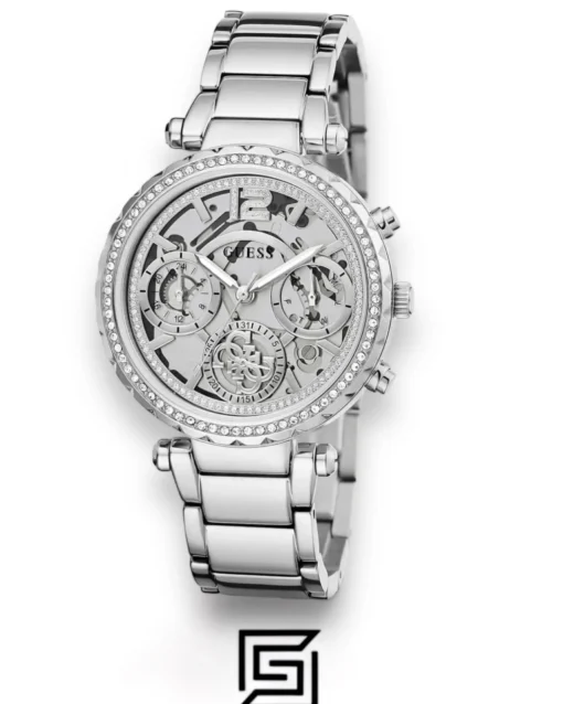 Original Watches,Women watches Women's Guess Stainless Steel Skeleton Dial Crystallized Glitz Watch GW0403L1 Guess