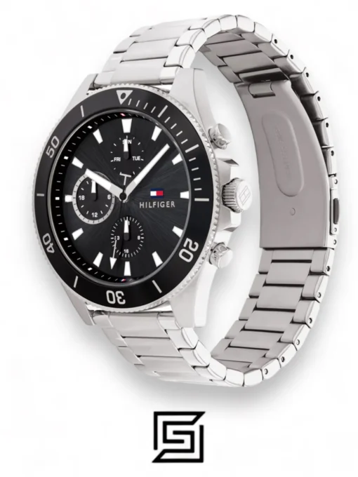 For men,Watches,For men,Original Watches original-watches Tommy Hilfiger Silver Steel Black Dial Men's Multi-function Watch - 1791916 Tommy Hilfiger