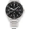 Men,Original Watches original-watches Tommy Hilfiger Silver Steel Black Dial Men's Multi-function Watch - 1791916 Tommy Hilfiger