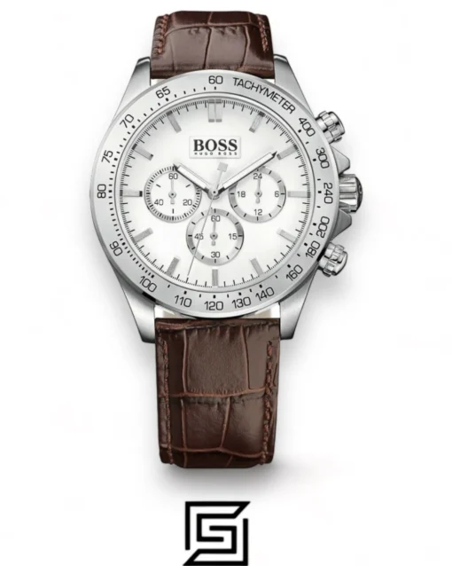 For men,Watches,For men,Original Watches original-watches Hugo Boss Men's Silver Dial Leather Band Watch - 1513175 Hugo Boss