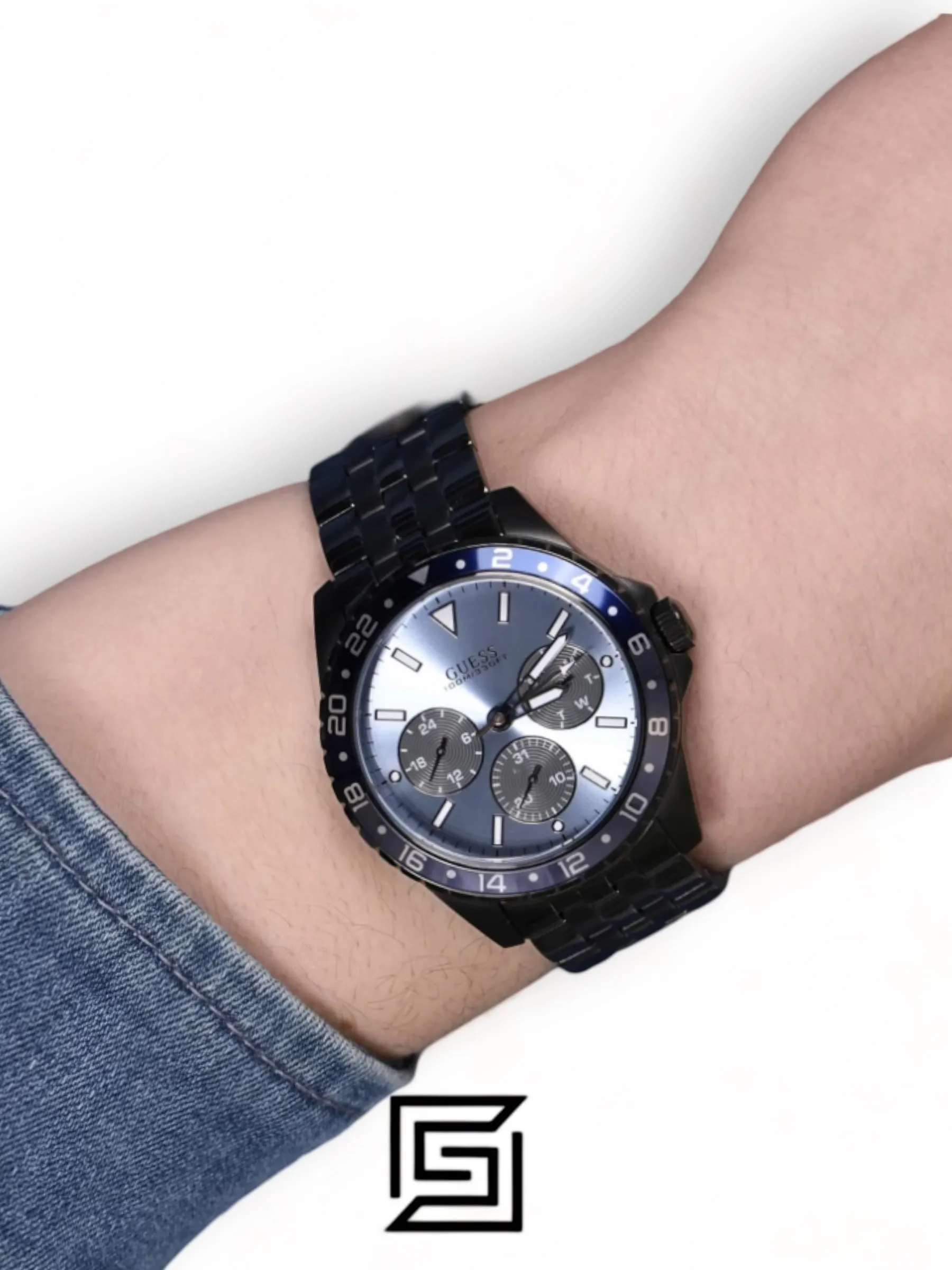Men,Original Watches original-watches Guess Men’s Quartz Grey Stainless Steel Blue Dial - W1107G5 Guess