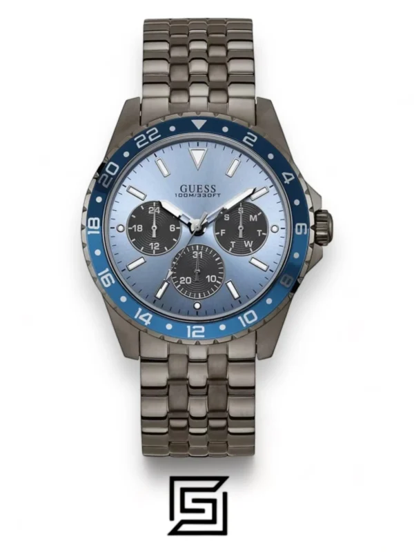 Men,Original Watches original-watches Guess Men’s Quartz Grey Stainless Steel Blue Dial - W1107G5 Guess
