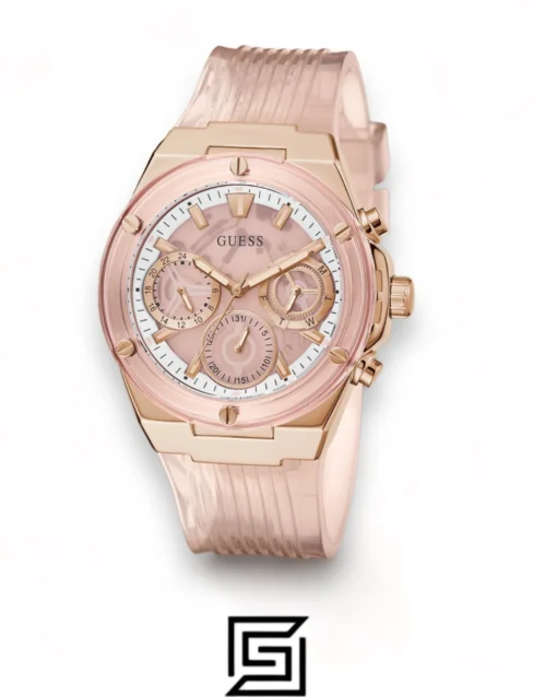 For women,Watches,For women,Original Watches Guess original-watches Women's Pink Dial PU Multi-Function Watch GW0409L3 Guess