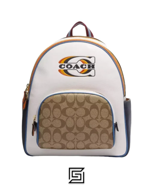 Bags,Leather leather Court Backpack With Signature Canvas Detail And Coach Stamp CE596 Z Coach