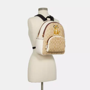 Bags,Leather,Women Coach leather Court Backpack In Signature Canvas With Tiger Style No. C7317 Coach