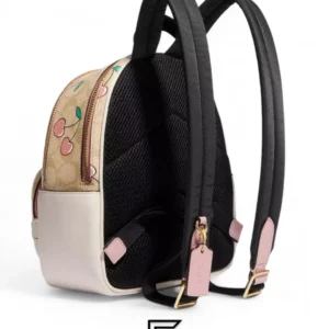 Bags,Leather,Women Coach leather Mini Court Backpack In Signature Canvas With Heart Cherry Print Style No. CF424 Coach