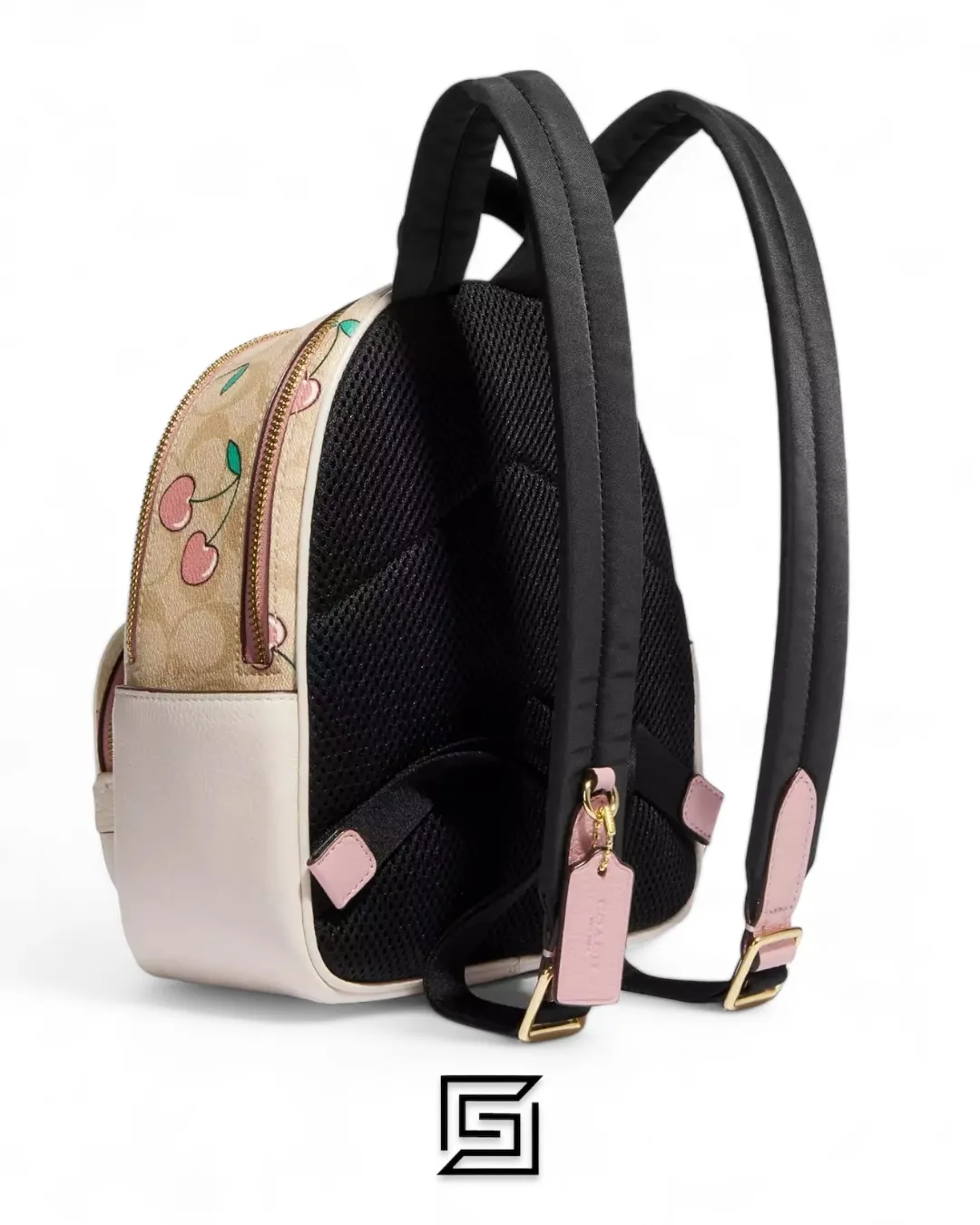Bags,Leather,Women Coach leather Mini Court Backpack In Signature Canvas With Heart Cherry Print Style No. CF424 Coach