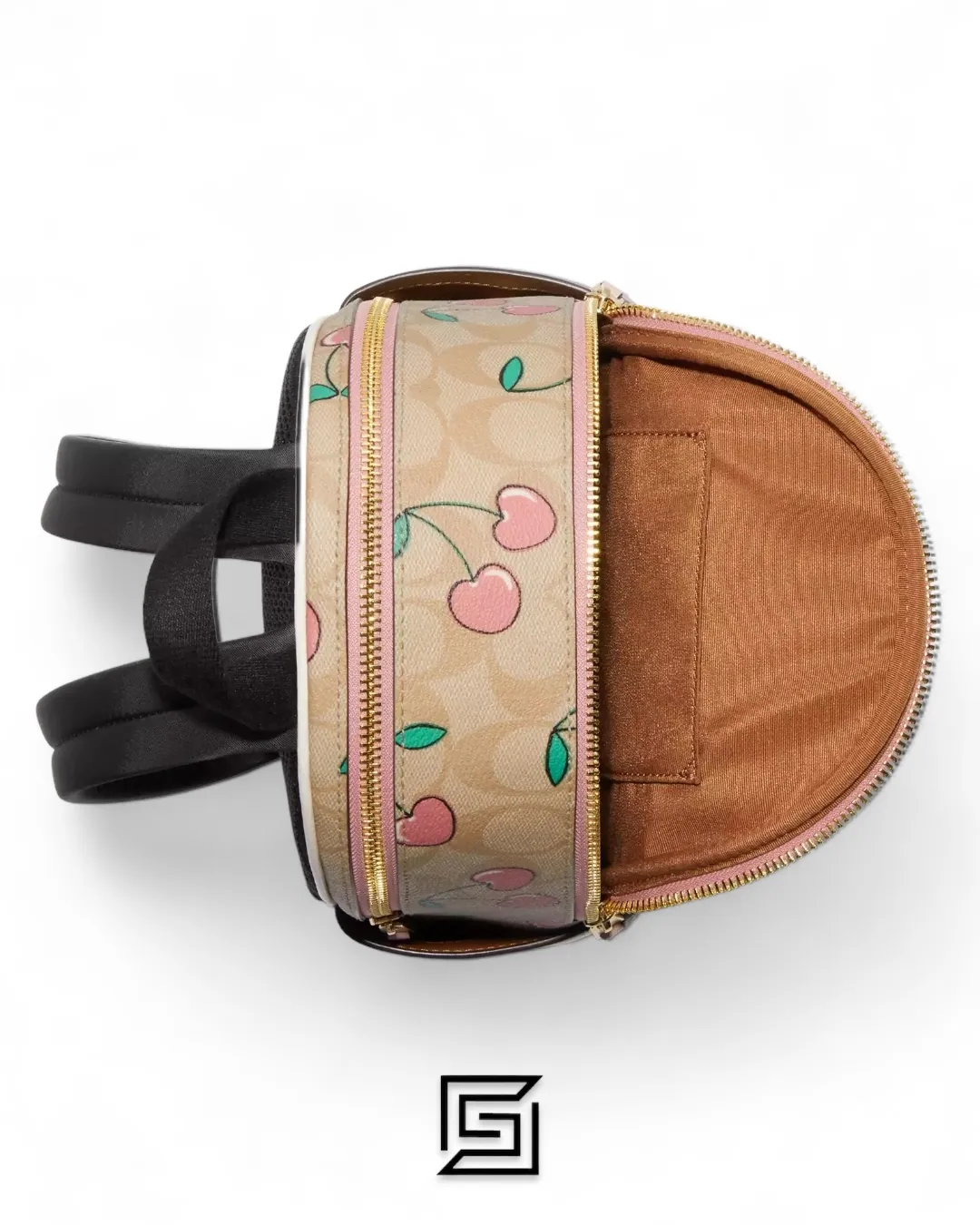 Bags,Leather,Women Coach leather Mini Court Backpack In Signature Canvas With Heart Cherry Print Style No. CF424 Coach