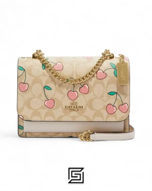 Bags,Leather Coach leather Klare Crossbody In Signature Canvas With Heart Cherry Print CE610 Coach