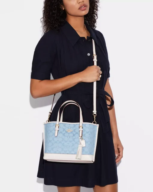 Bags,Leather Coach leather Mollie Tote Bag 25 In Signature Chambray Style No. CA142 Coach