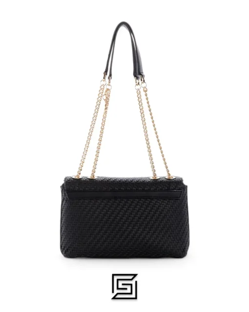 Bags,Leather Guess leather Black Woven Hassie Convertible Crossbody Guess