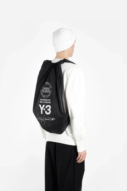 Bags,Leather,Men leather Y-3 YOHJI Adidas Backpack Black Bag With White Logo NWT Y-3