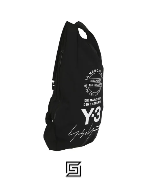 Bags,Leather,Men leather Y-3 YOHJI Adidas Backpack Black Bag With White Logo NWT Y-3