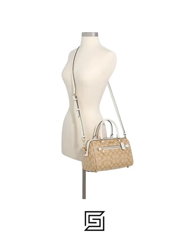 Bags,Leather,Women Coach leather Rowan Satchel In Signature Canvas Style No. F83607 LIGHT KHAKI Coach