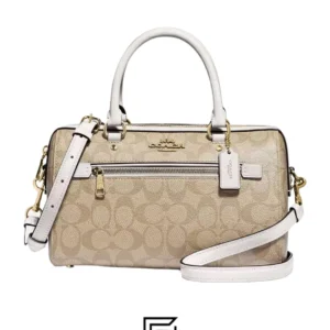 Bags,Leather,Women Coach leather Rowan Satchel In Signature Canvas Style No. F83607 LIGHT KHAKI Coach