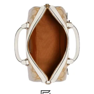 Bags,Leather,Women Coach leather Rowan Satchel In Signature Canvas Style No. F83607 LIGHT KHAKI Coach