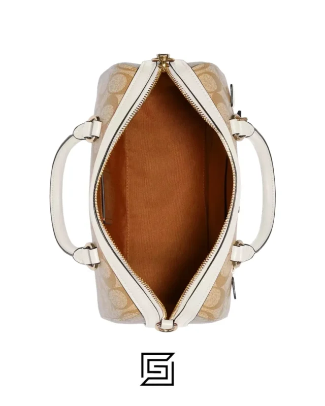 Bags,Leather,Women Coach leather Rowan Satchel In Signature Canvas Style No. F83607 LIGHT KHAKI Coach