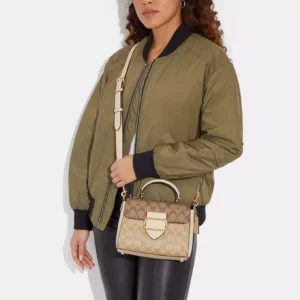 Bags,Leather,Women Coach leather Morgan Top Handle Satchel Bag In Blocked Signature Canvas CH314 Coach