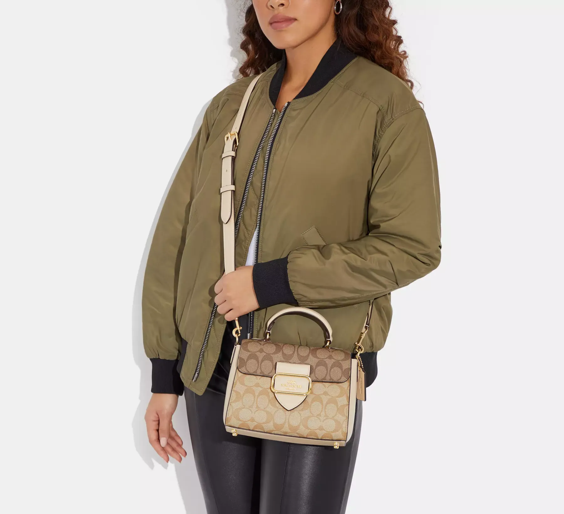 Bags,Leather,Women Coach leather Morgan Top Handle Satchel Bag In Blocked Signature Canvas CH314 Coach