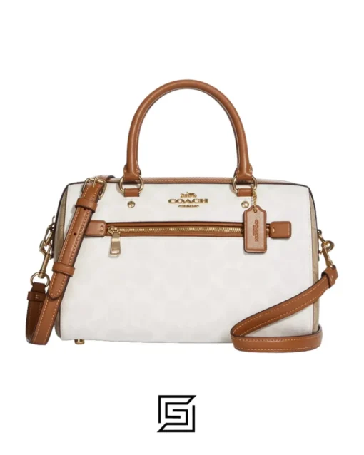 Bags,Leather Coach leather Rowan Satchel Bag In Blocked Signature Canvas Style No. CA149 Coach