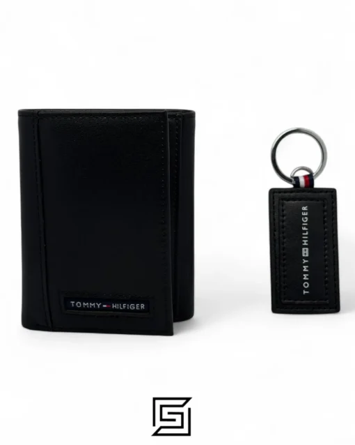 Leather,Wallets,For men Tommy Hilfiger leather HAPPY HOLIDAYS TOMMY SET TRIFOLD WALLET AND MEDAL/BLACK Tommy Hilfiger