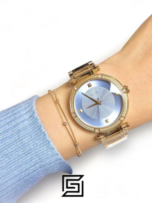 Original Watches,Women original-watches GUESS Dressy Gold-tone Blue Dial - W0695L2 Guess