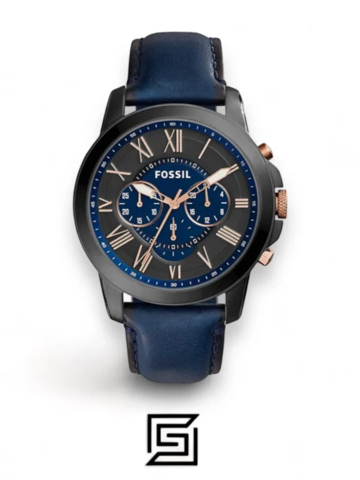 Men,Original Watches Fossil original-watches Grant Chronograph Navy Leather Watch - FS5061 Fossil