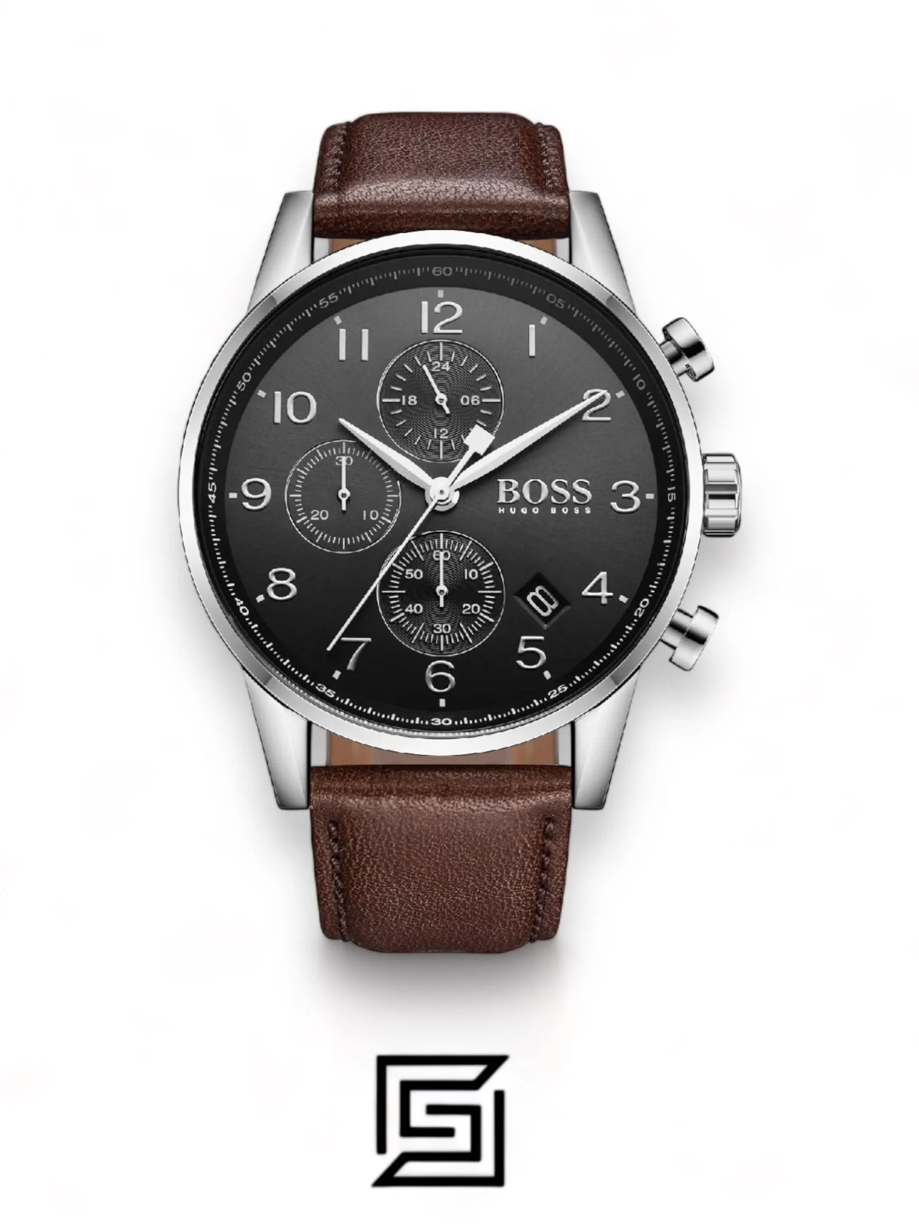 Men,Original Watches original-watches Hugo Boss Men's Black Dial Leather Band Watch - 1513494 Boss