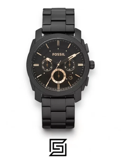 Men,Original Watches Fossil watches Machine Mid-Size Chronograph Black Stainless Steel Watch - FS4682 Fossil